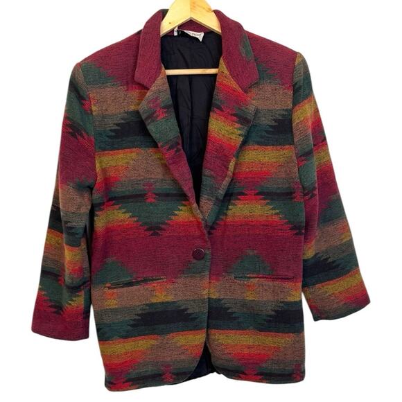 String Bean Southwestern Blazer Jacket Medium USA Made Vintage - Picture 1 of 8